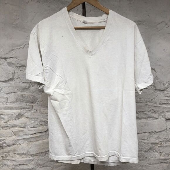 Vtg 80s 90s Fruit of the Loom Faded V Neck Shirt XXL Single Stitch Grunge Skate - Picture 1 of 8